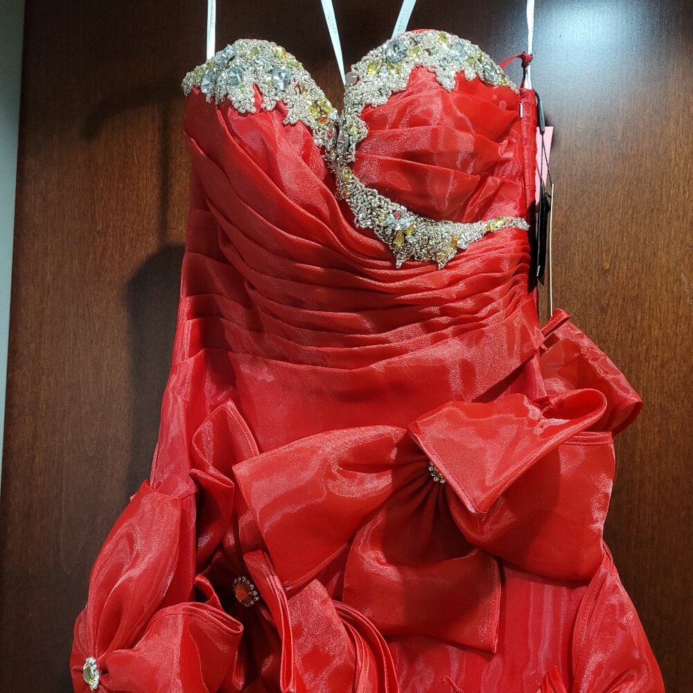 Precious Formals P154 Size 2 Red Prom Dress - Picture 5 of 10